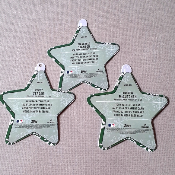 3 MLB Topps Baseball Mega Christmas Ornaments Dodgers Yankees Phillies - Picture 2 of 2